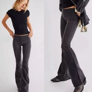 Free People -- Boho Penny Pull Up Charcoal Flare Pants